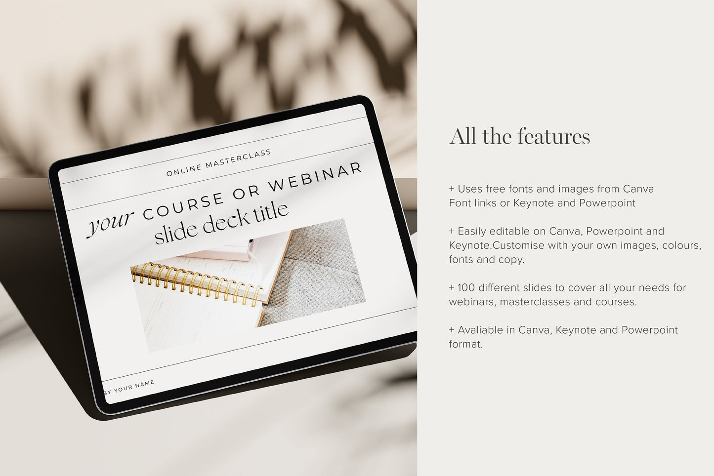 Webinar, Masterclass and Course Presentation 100 Slide Deck | Canva, Keynote & Powerpoint (Digital Download)