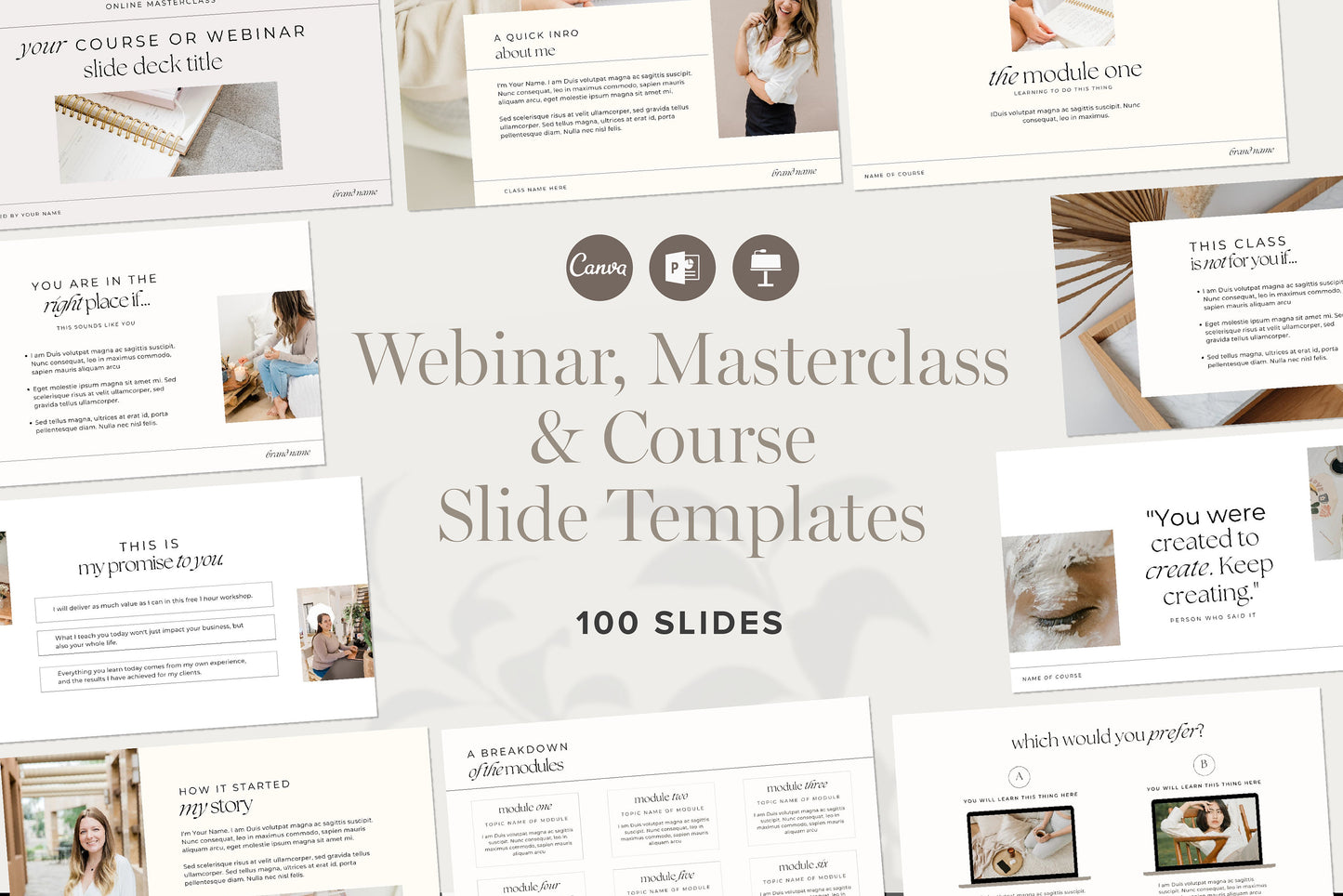 webinar masterclass canva, keynote, powerpoint slide template