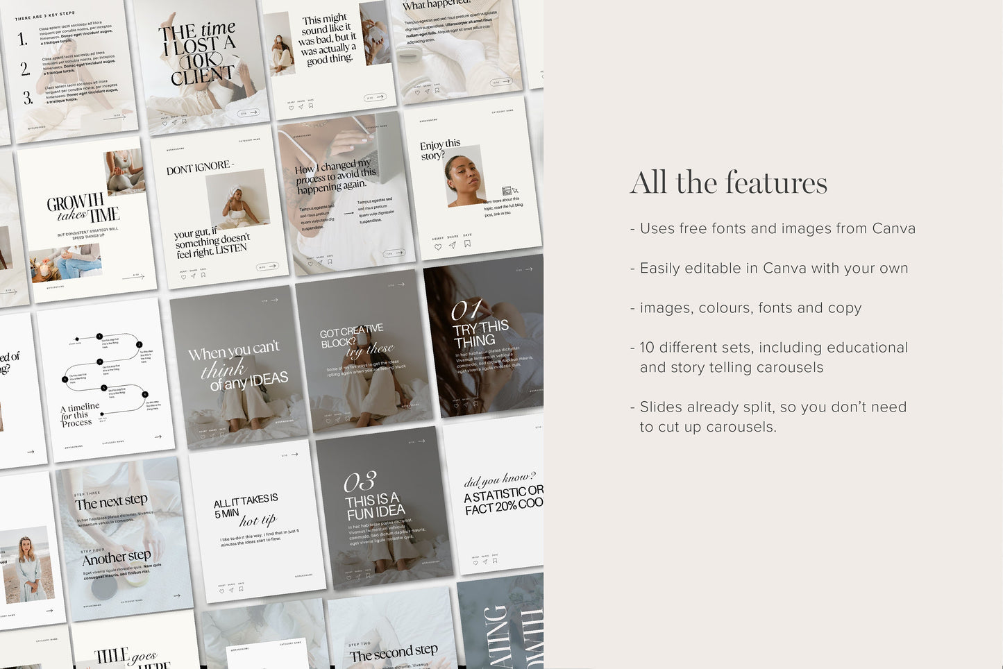 Instagram Carousel Educational and Story Telling Small Business Templates for Canva (Digital Download)