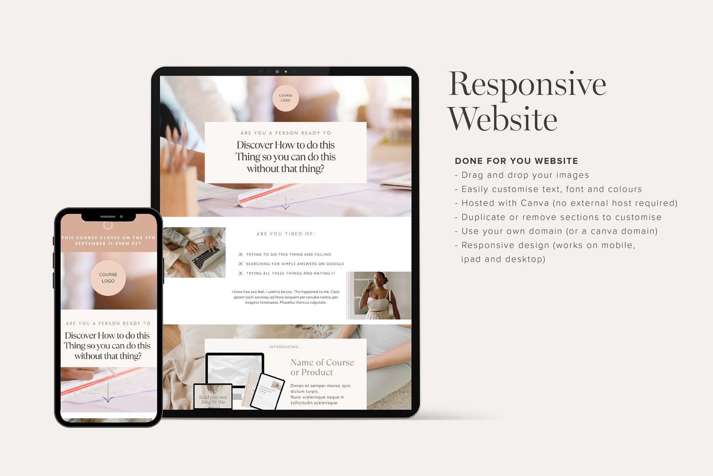 Course Sales Page Website Template Canva (Digital Download)