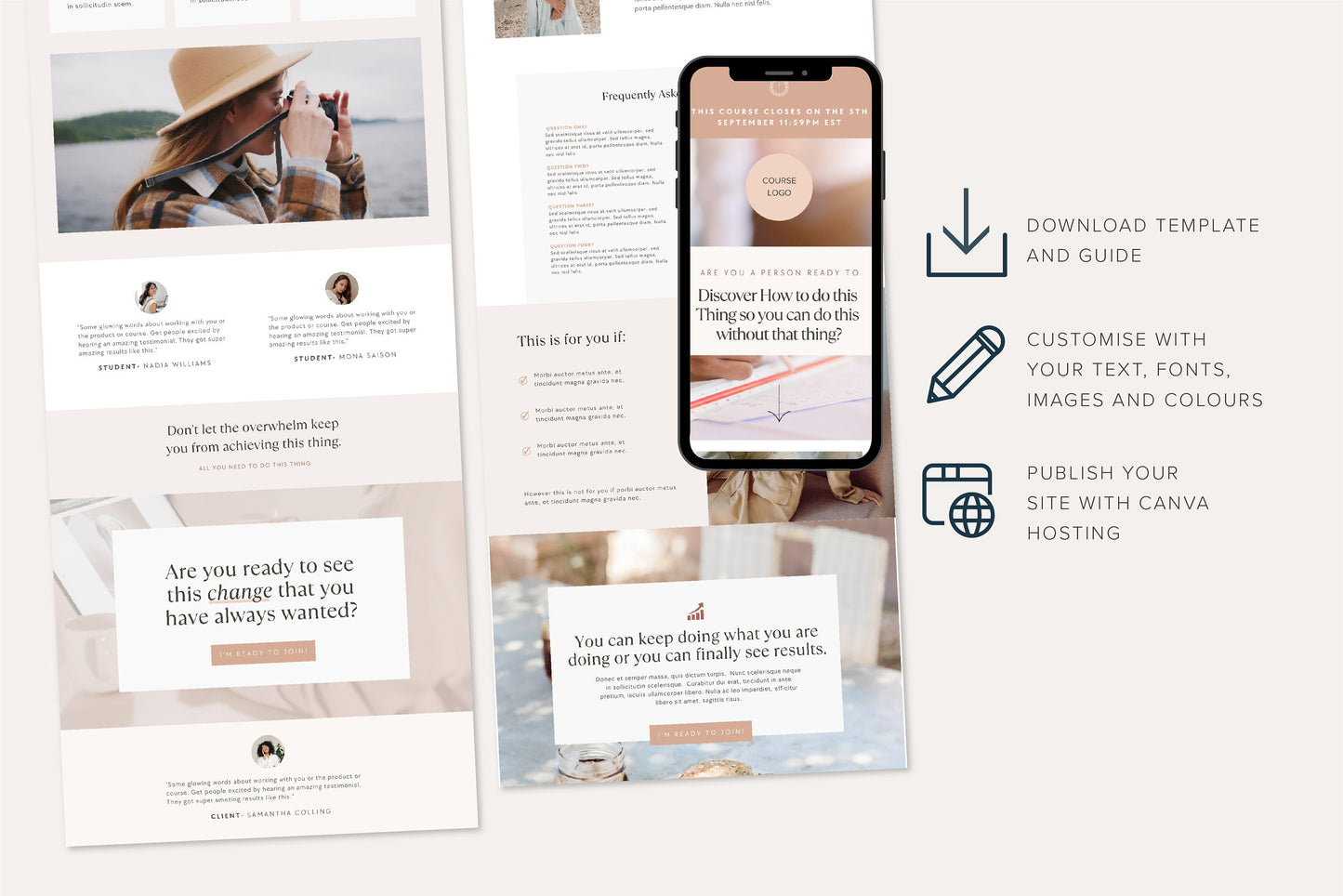 Course Sales Page Website Template Canva (Digital Download)