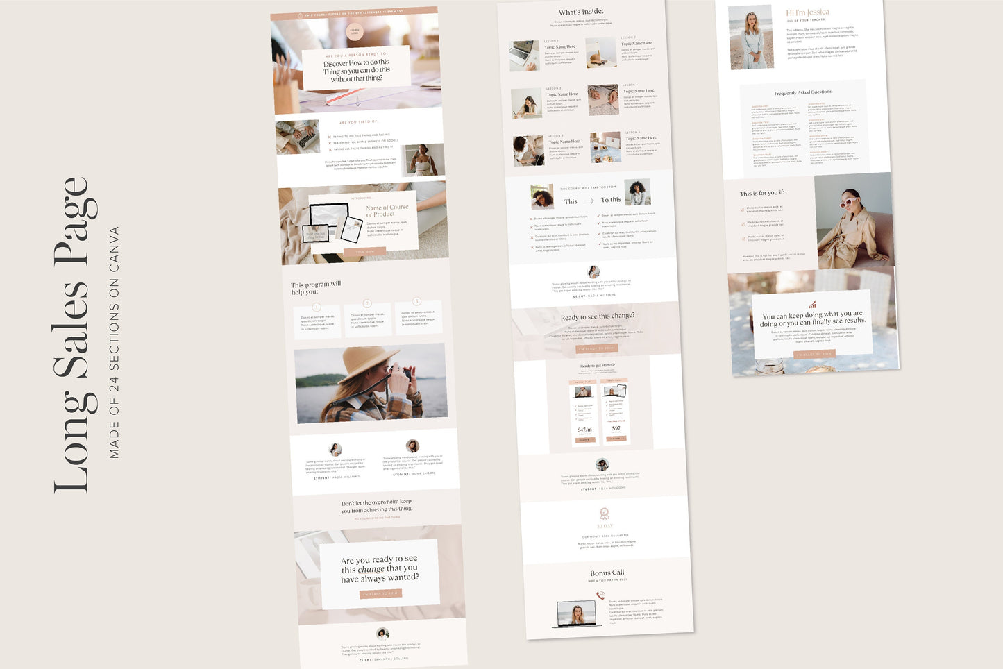 Course Sales Page Website Template Canva (Digital Download)