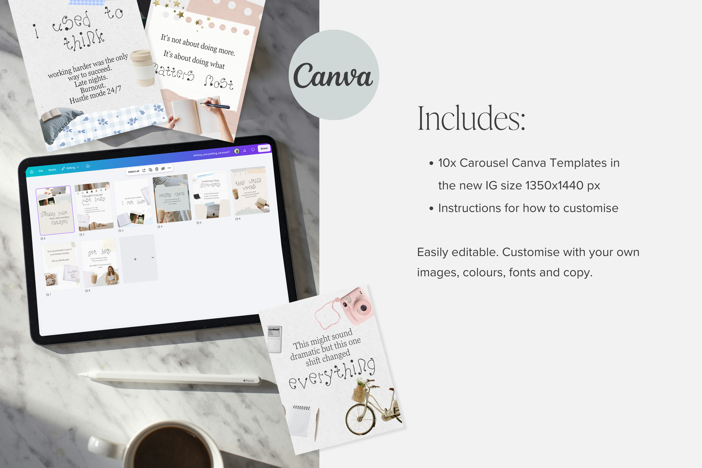 Instagram Whimsy Carousel Templates for Small Business Canva Story Telling Social Media Posts Whimsy Collage style