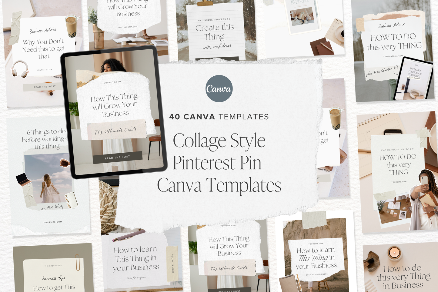 Pinterest Pin Collage Templates for Canva | Canva Pin Templates, Pinterest Design, social media content canva templates