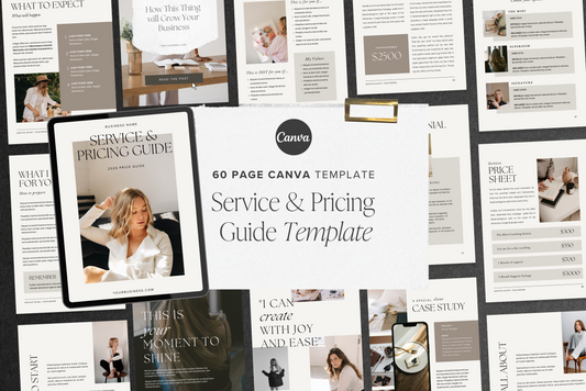 Service and Pricing Guide Canva template for coaches and freelancers | Editable 60 Pages (Digital Download)