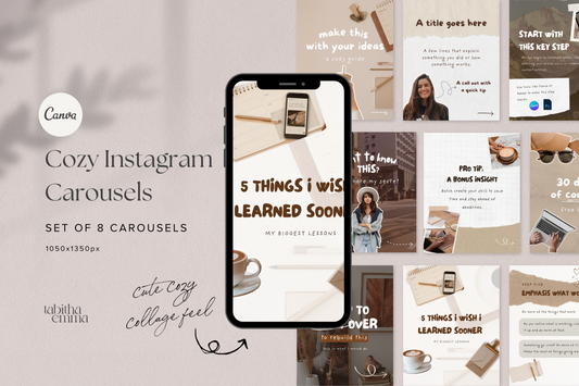 Instagram Cozy Collage Carousel Small Business Templates for Canva Social Media Posts (Digital Download)