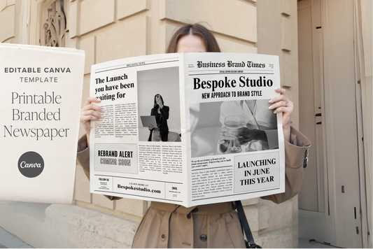 Canva Business Brand Newspaper Template, Editable Newspaper Announcement, Custom Newspaper For Branding Photoshoot |  Digital Download