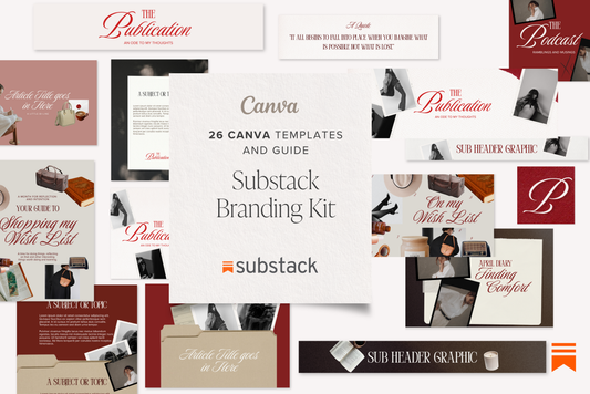 Substack Branding Kit Canva Templates - Editorial Newsletter Graphics Bundle and Branding Guide
