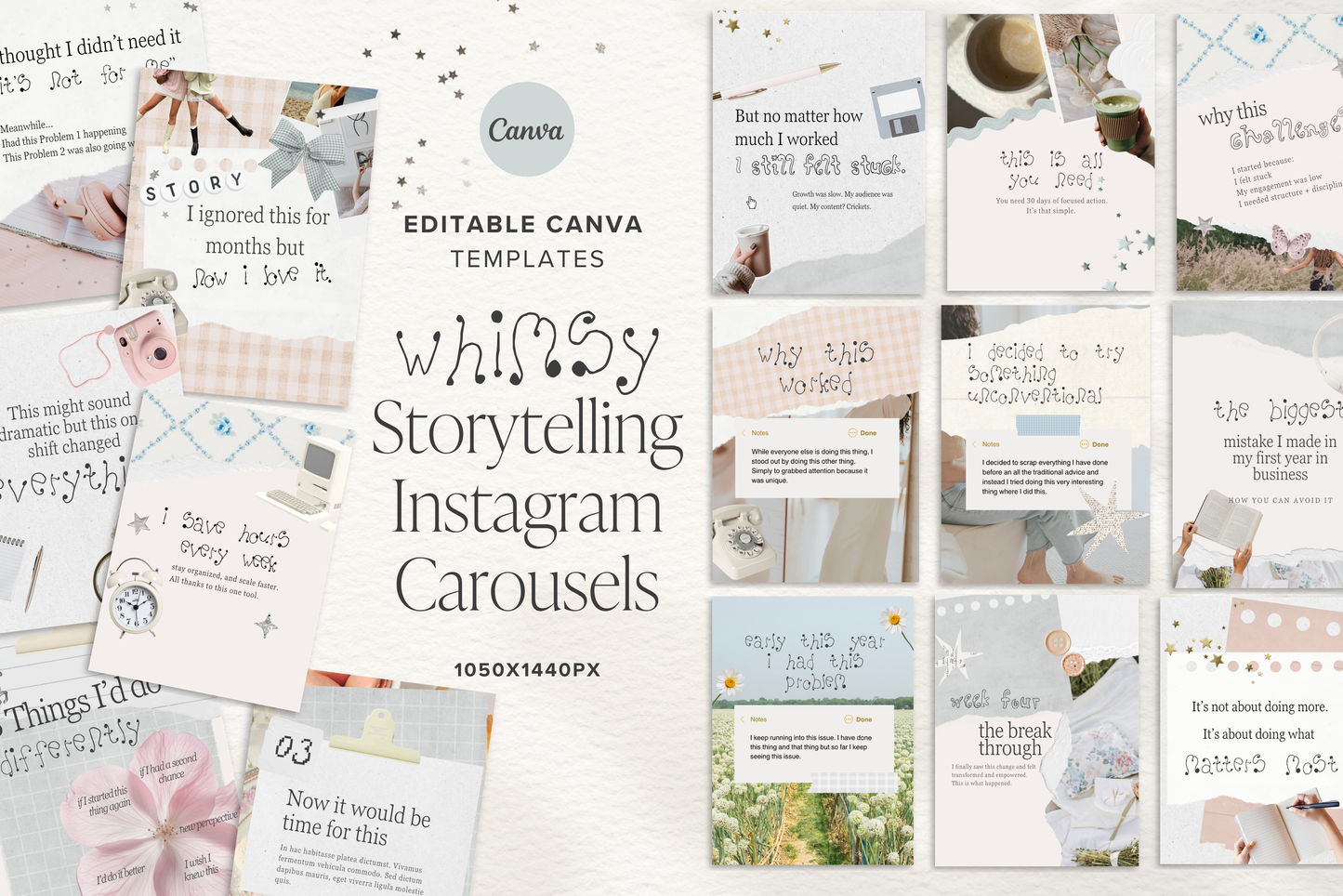 Instagram Whimsy Carousel Templates for Small Business Canva Story Telling Social Media Posts Whimsy Collage style