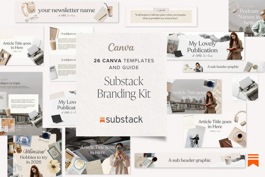 Substack Branding Kit Canva Templates - Scrapbook Style Newsletter Graphics Bundle and Branding Guide (Digital Download)
