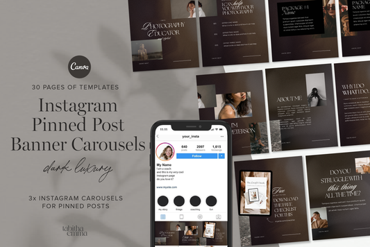 Instagram Pinned Post Banner Dark Mode Carousels Template Seamless Promotional IG Carousels (Digital Download) (Copy)