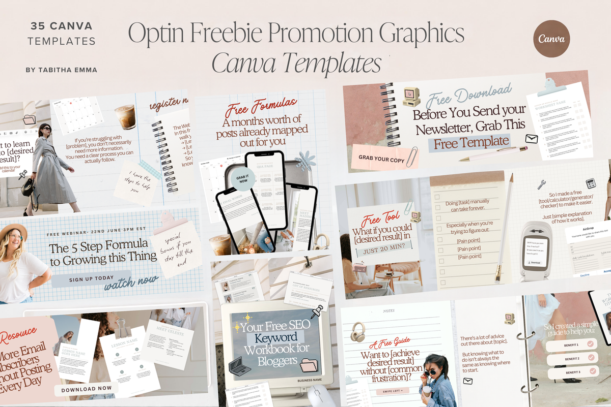Lead Magnet Promo Templates for Canva | 20 Pinterest Pins, 10 Blog Banners, 5 Instagram Seamless Carousels | Opt-In Graphics