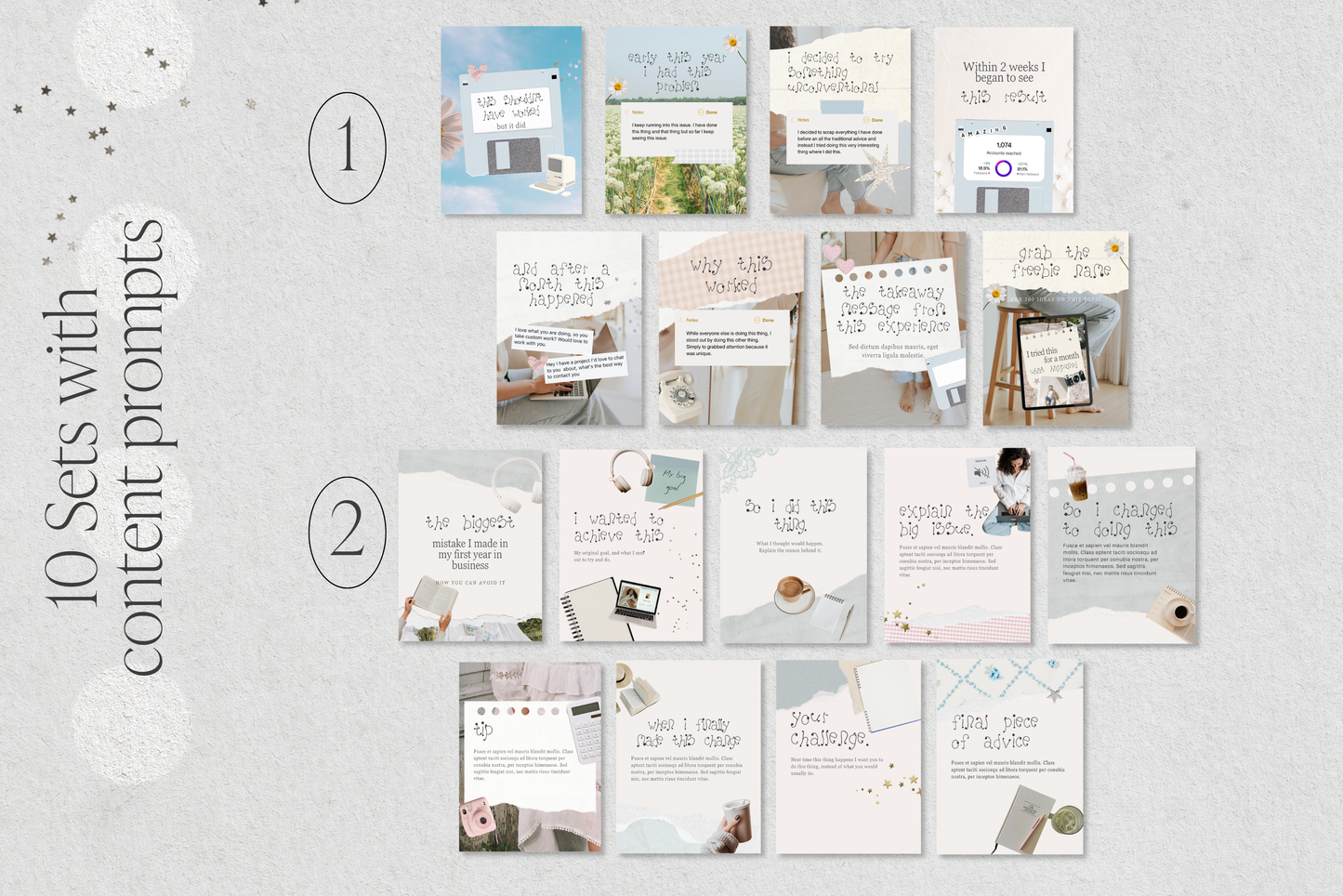 Instagram Whimsy Carousel Templates for Small Business Canva Story Telling Social Media Posts Whimsy Collage style