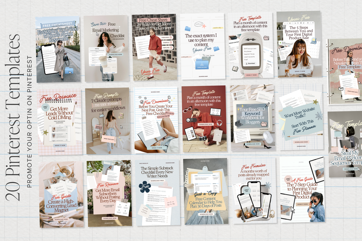 Lead Magnet Promo Templates for Canva | 20 Pinterest Pins, 10 Blog Banners, 5 Instagram Seamless Carousels | Opt-In Graphics