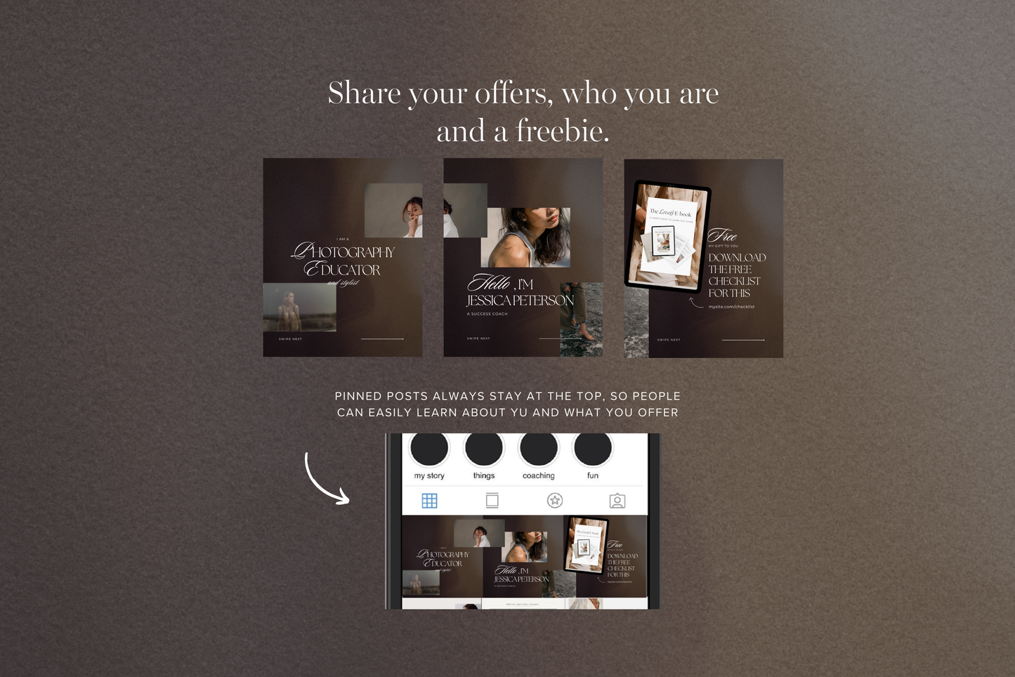 Instagram Pinned Post Banner Dark Mode Carousels Template Seamless Promotional IG Carousels (Digital Download)