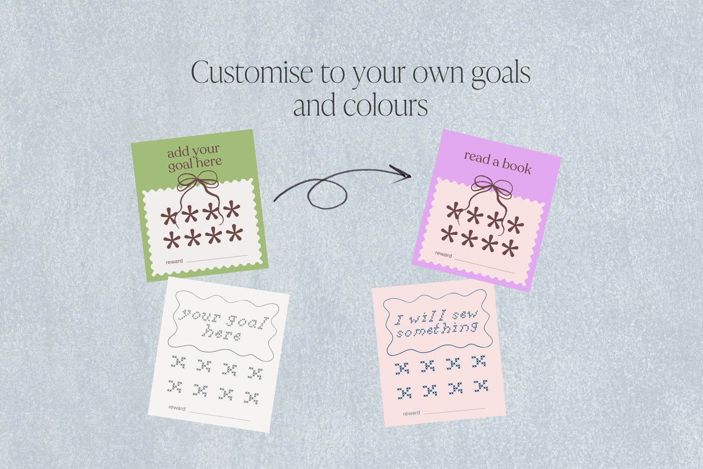 Customizable Goal Habit Tracking Punch Cards Printable | 10 Canva Editable Punch Cards to Gamify Goals | Digital Download