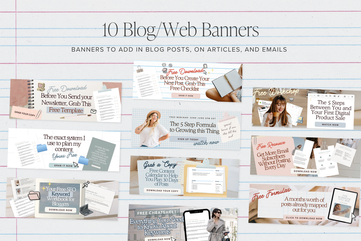 Lead Magnet Promo Templates for Canva | 20 Pinterest Pins, 10 Blog Banners, 5 Instagram Seamless Carousels | Opt-In Graphics