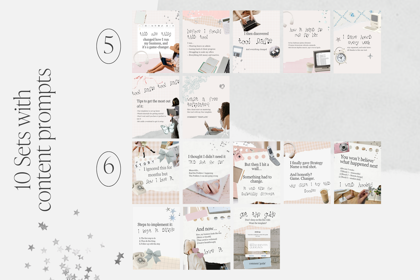 Instagram Whimsy Carousel Templates for Small Business Canva Story Telling Social Media Posts Whimsy Collage style
