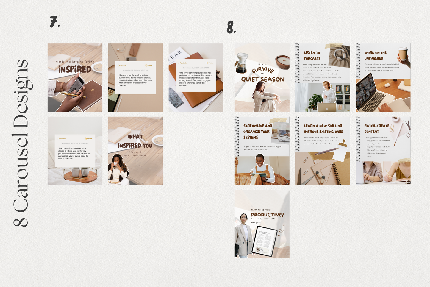 Instagram Cozy Collage Carousel Small Business Templates for Canva Social Media Posts (Digital Download)