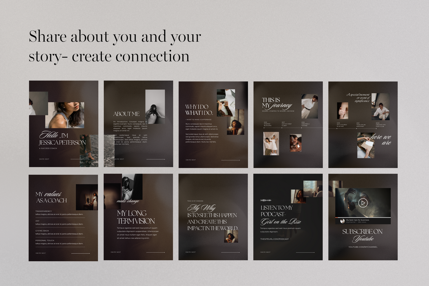 Instagram Pinned Post Banner Dark Mode Carousels Template Seamless Promotional IG Carousels (Digital Download)