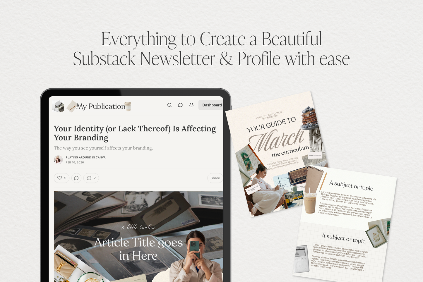 Substack Branding Kit Canva Templates - Scrapbook Style Newsletter Graphics Bundle and Branding Guide (Digital Download)