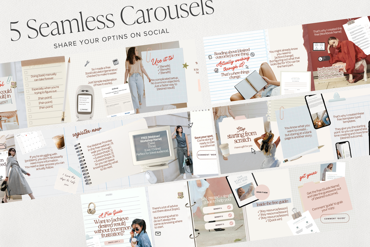 Lead Magnet Promo Templates for Canva | 20 Pinterest Pins, 10 Blog Banners, 5 Instagram Seamless Carousels | Opt-In Graphics
