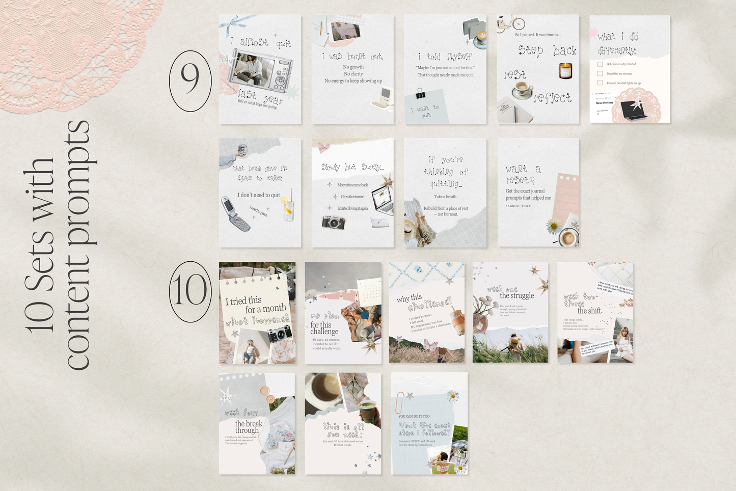 Instagram Whimsy Carousel Templates for Small Business Canva Story Telling Social Media Posts Whimsy Collage style