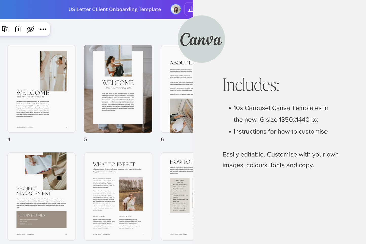 Client Onboarding Welcome Packet Canva template for coaches and service providers | Editable 33 Pages (Digital Download)