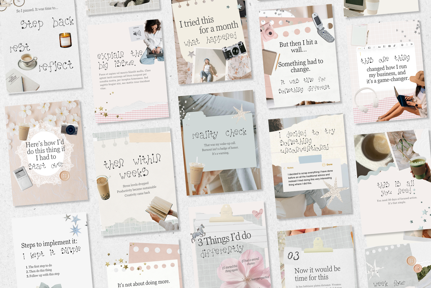 Instagram Whimsy Carousel Templates for Small Business Canva Story Telling Social Media Posts Whimsy Collage style