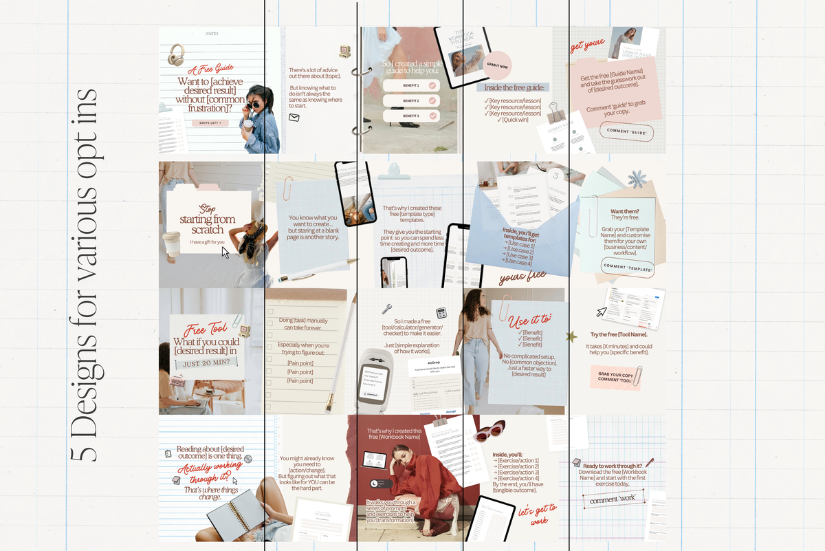 Lead Magnet Promo Templates for Canva | 20 Pinterest Pins, 10 Blog Banners, 5 Instagram Seamless Carousels | Opt-In Graphics