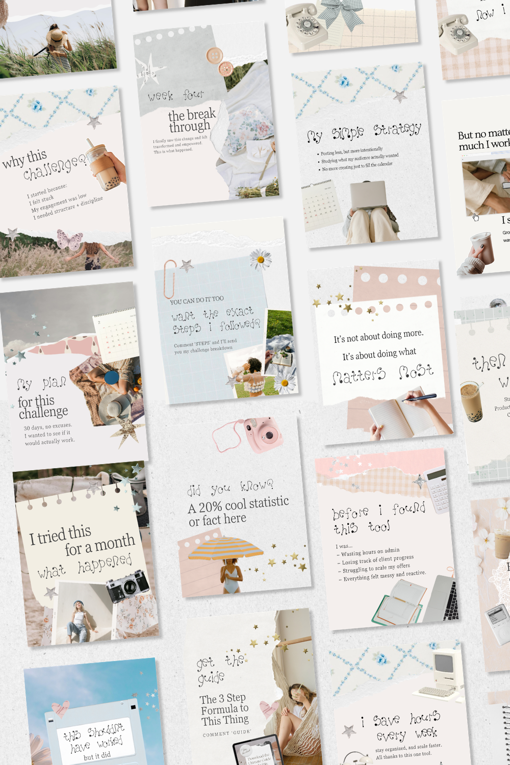 Instagram Whimsy Carousel Templates for Small Business Canva Story Telling Social Media Posts Whimsy Collage style