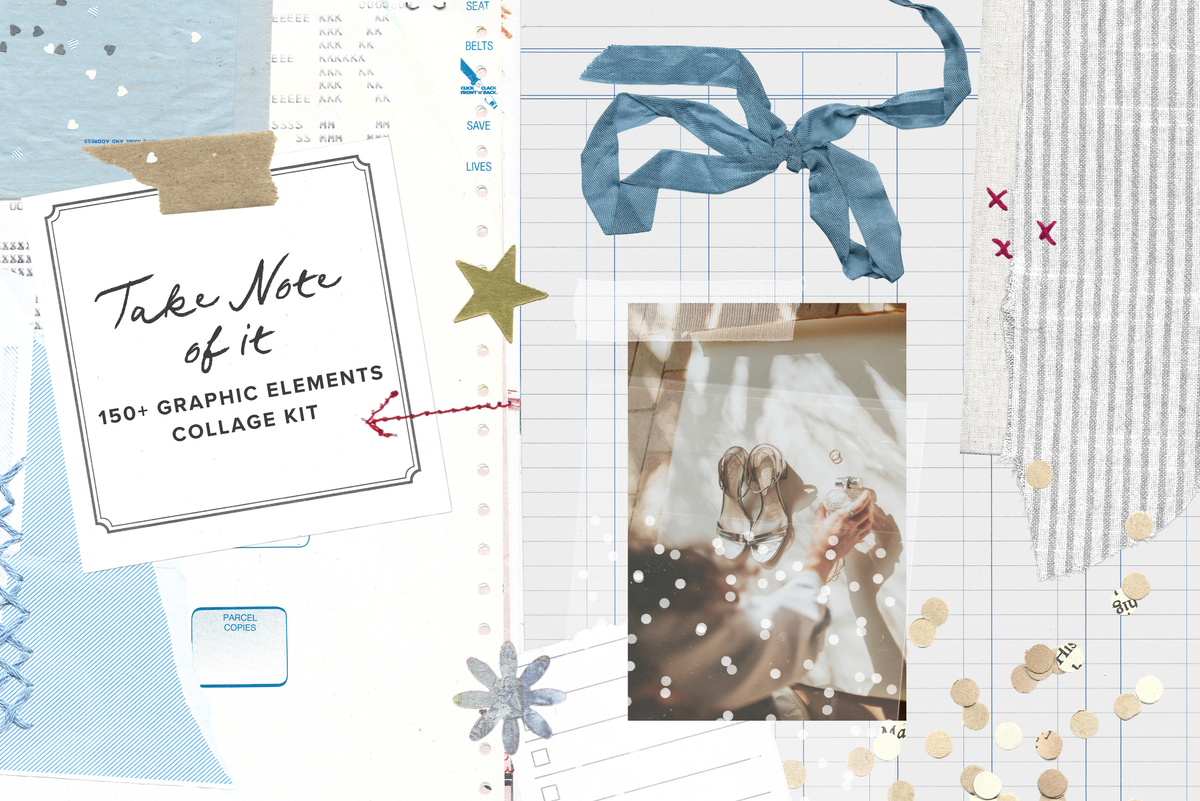 Notes & Planning Collage Elements PNG Bundle | 150+ Scrapbook Papers, Stickers, Tape, Clips , Journal Graphics (Digital Download)