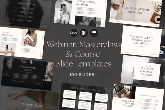 Luxury Webinar, Masterclass Course Presentation Slide Deck | 100 Slides Canva Keynote Powerpoint, online course, workshop, course creator (Digital Download)