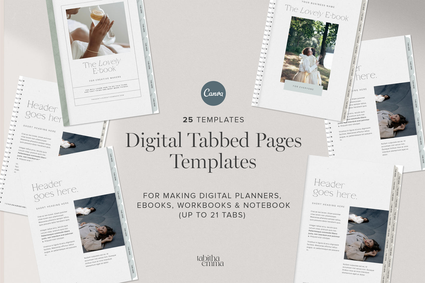 Editable Digital Tab Document Kit Canva Template