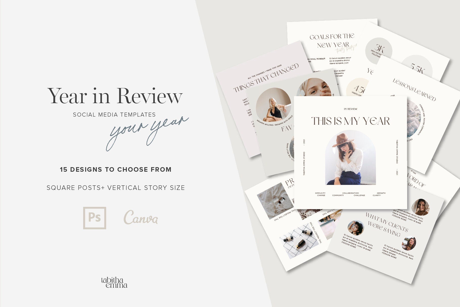 Year in review instagram template canva and photoshop