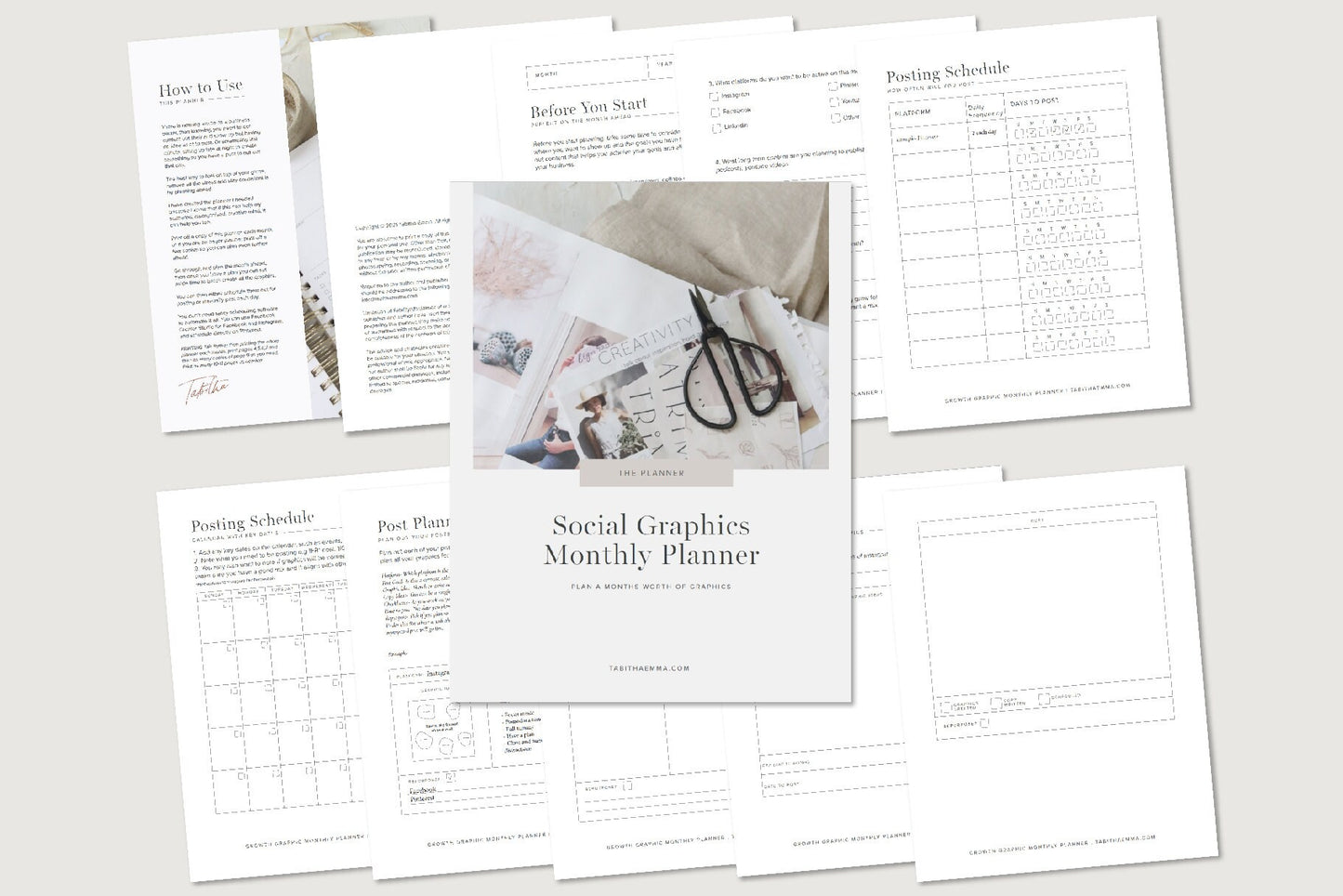 Social Media Graphics Monthly Planner PDF (Digital Download)
