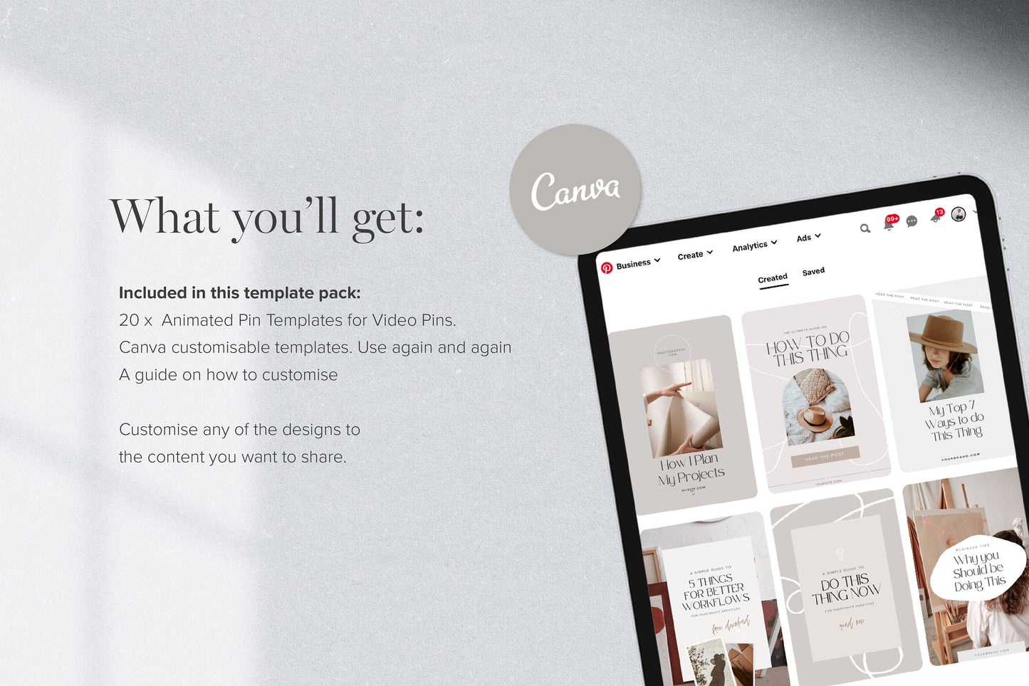 Animated Pinterest Video Pin Templates for Canva (Digital Download)