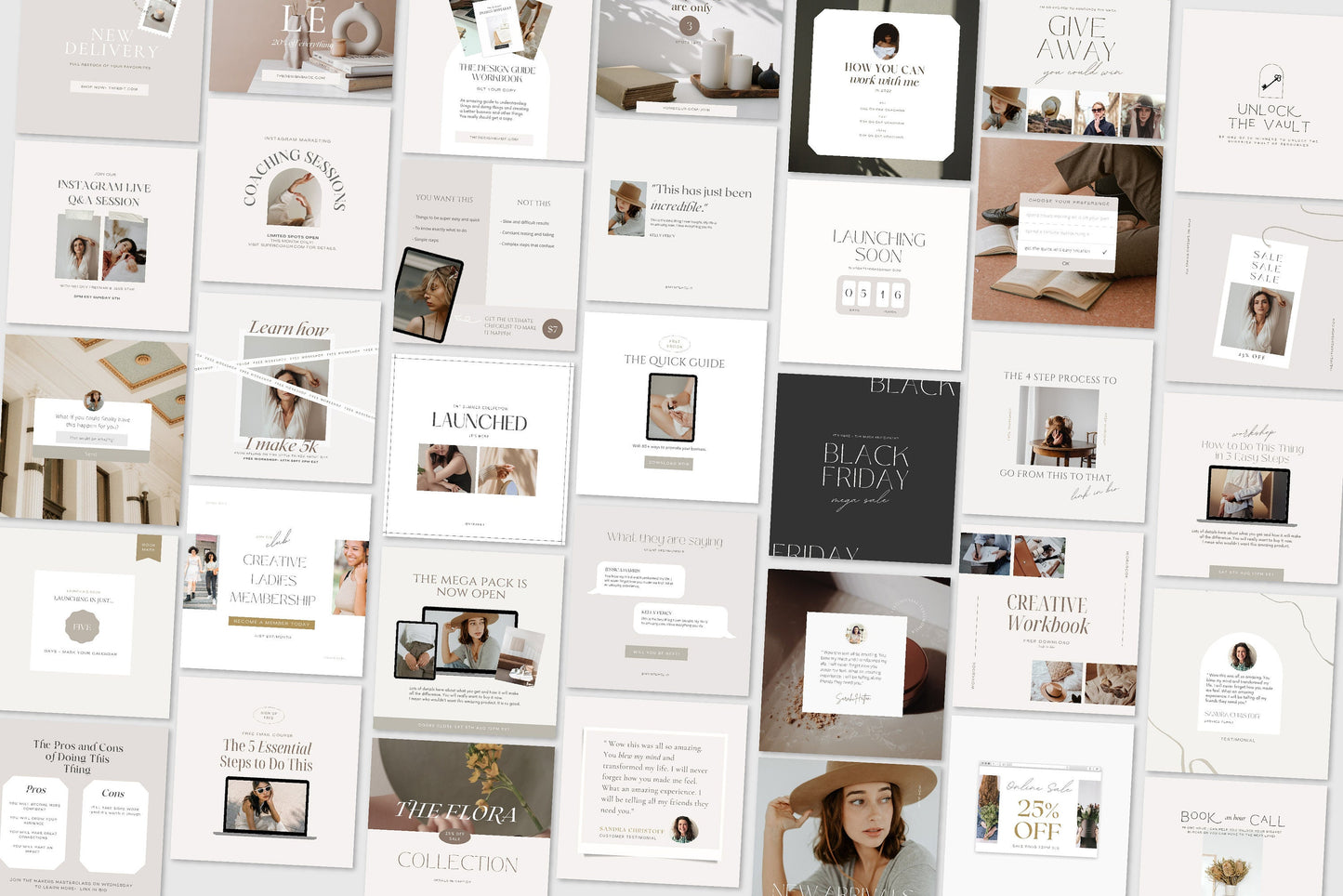 Instagram Promotional Canva Templates 100 Feed and Stories Graphics (Digital Download)