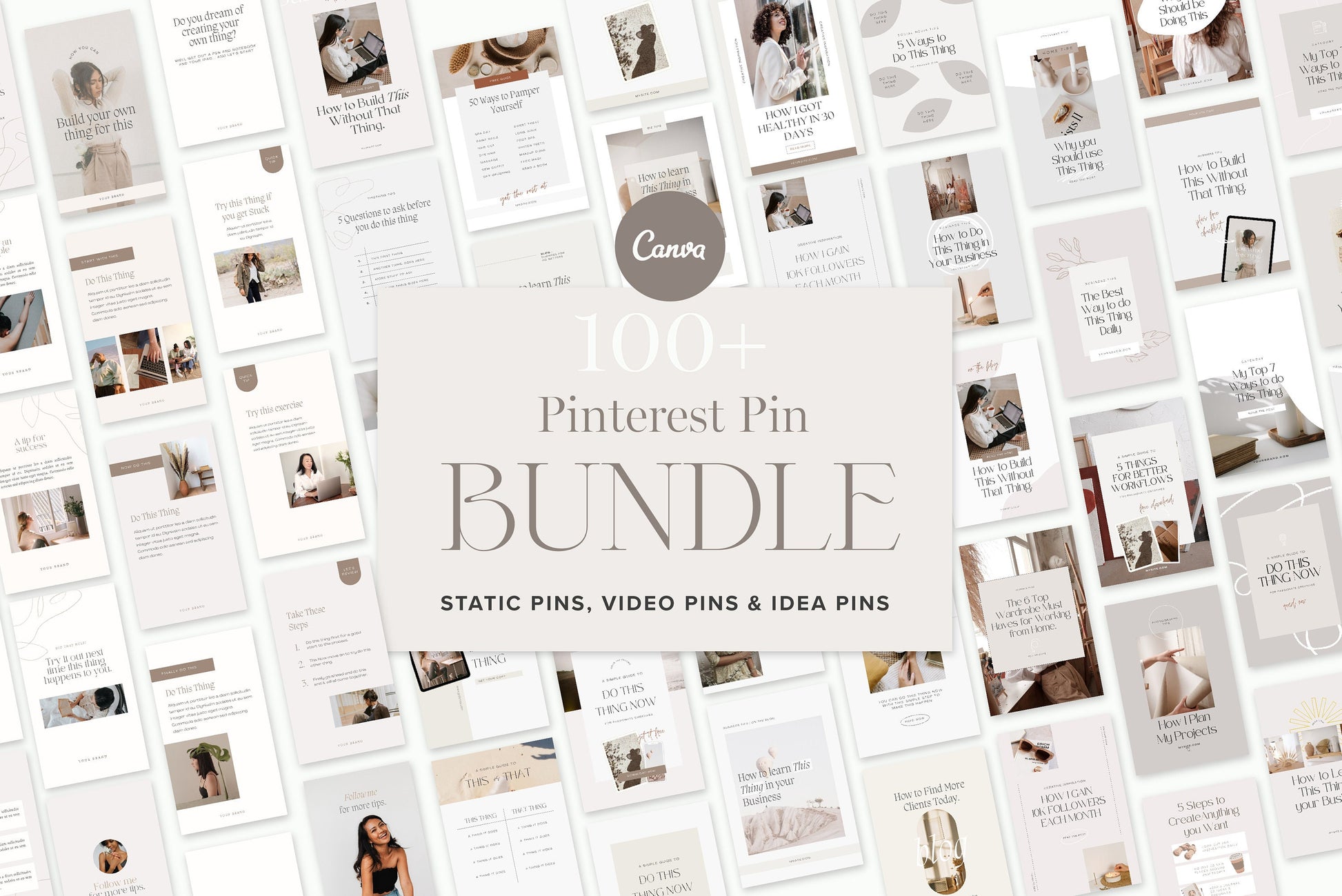 Pinterest pin and video pin canva template bundle