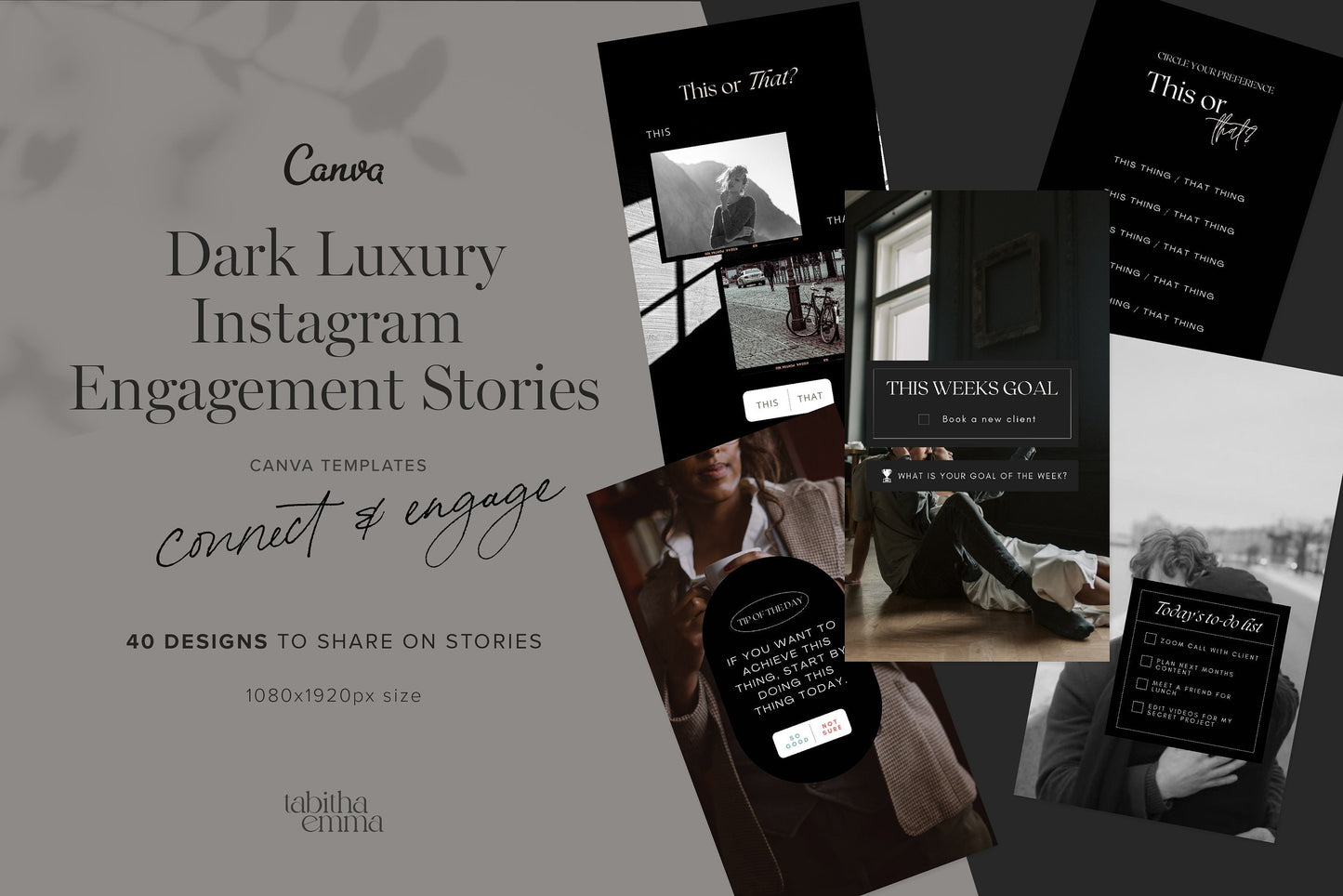Dark Instagram Engagement Stories Canva Templates