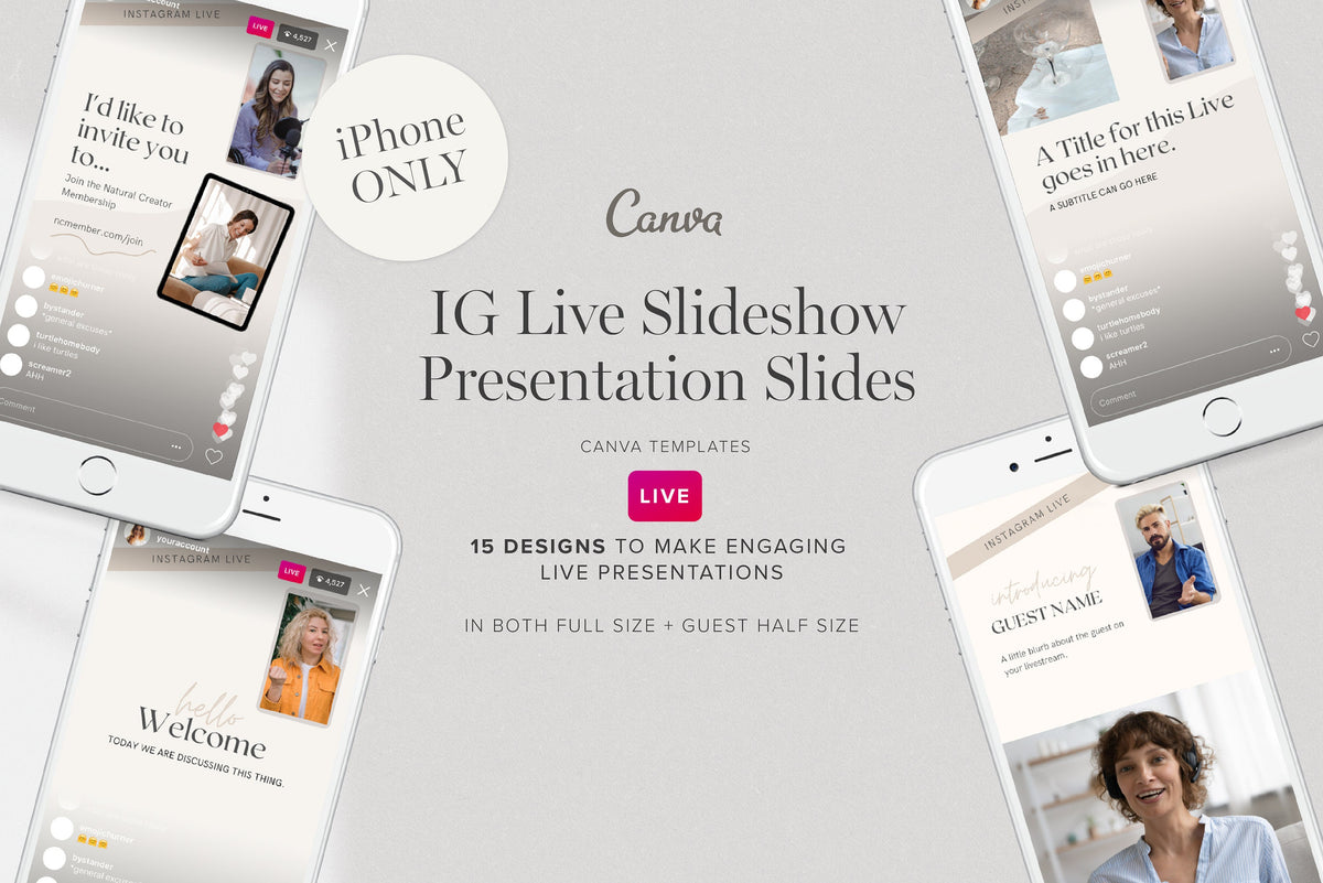 Ig Slide Design Instagram Live Presentation Slides Templates for Canva (Digital Downlo ...