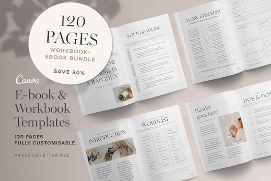 Ebook and workbook templates 120 pages Canva template