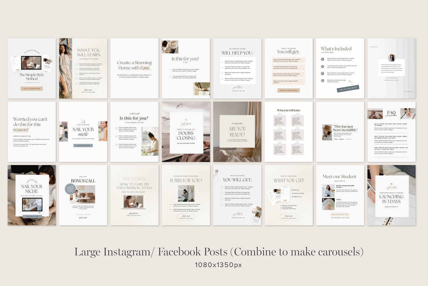 Course Launch Instagram Promotional Canva Templates (Digital Download)