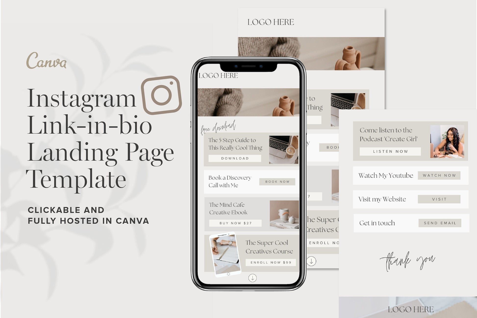 instagram link in bio landing page canva template