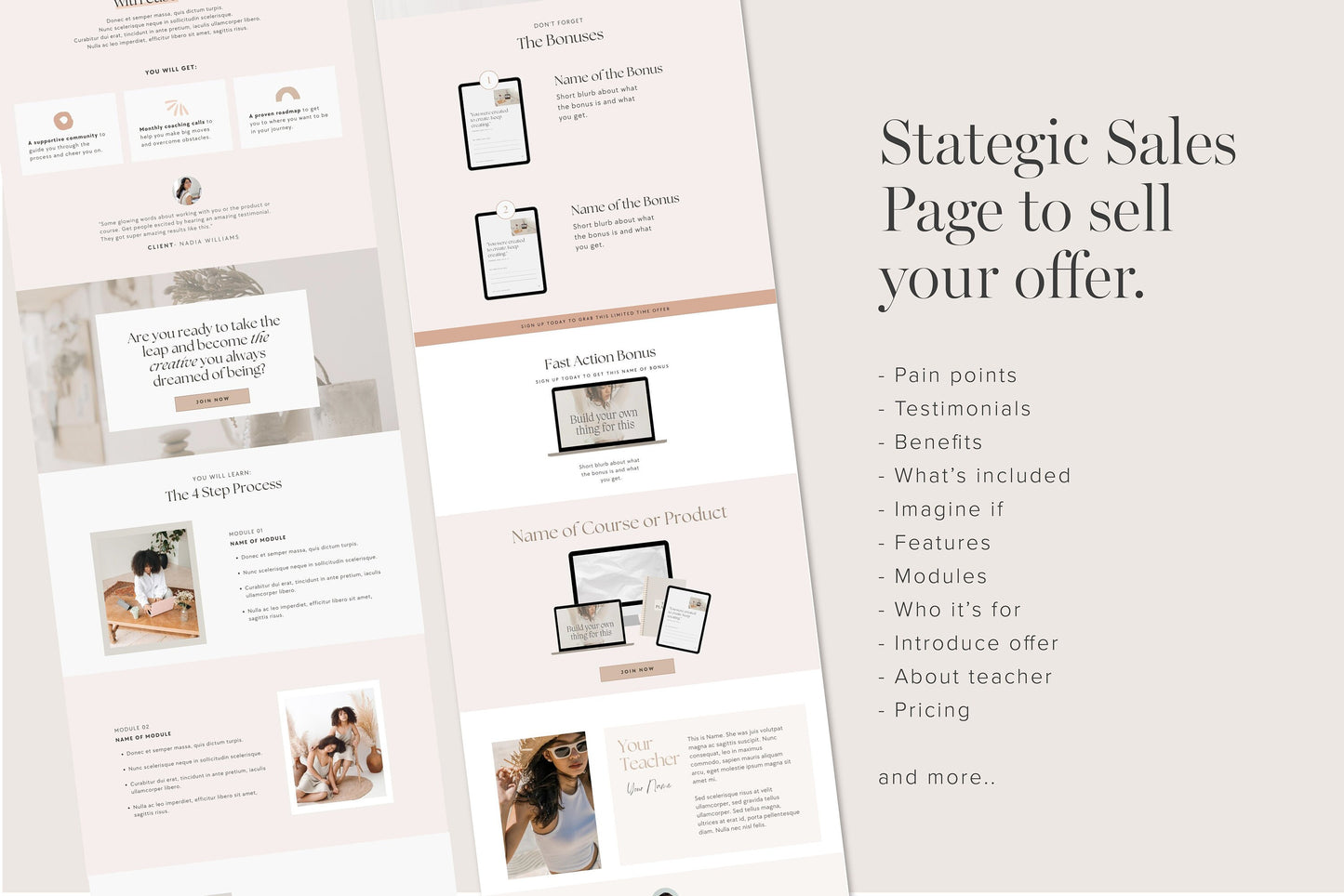 Course Sales Page Template Canva Website (Digital Download)