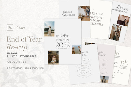 end of year re-cap review carousel instagram template canva and photoshop