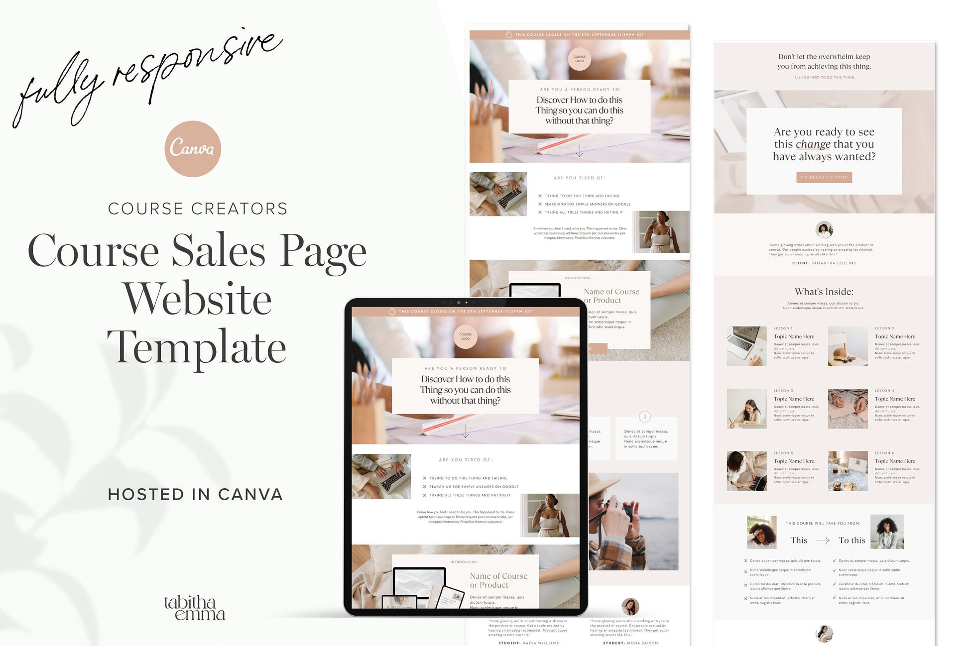 canva sales landing page website for course creator