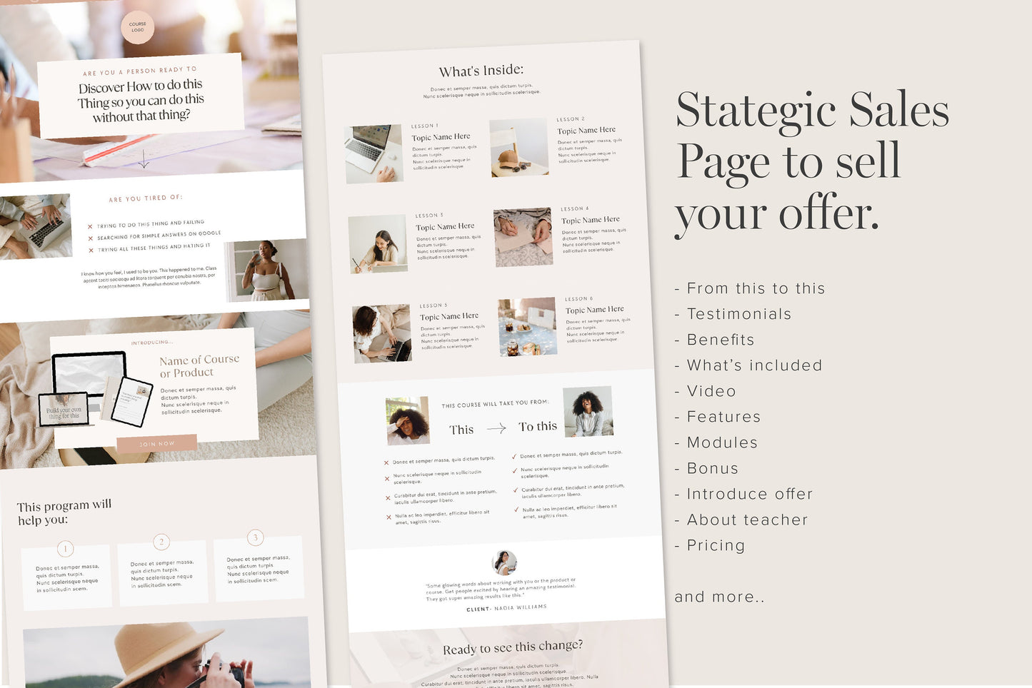 Course Sales Page Website Template Canva (Digital Download)