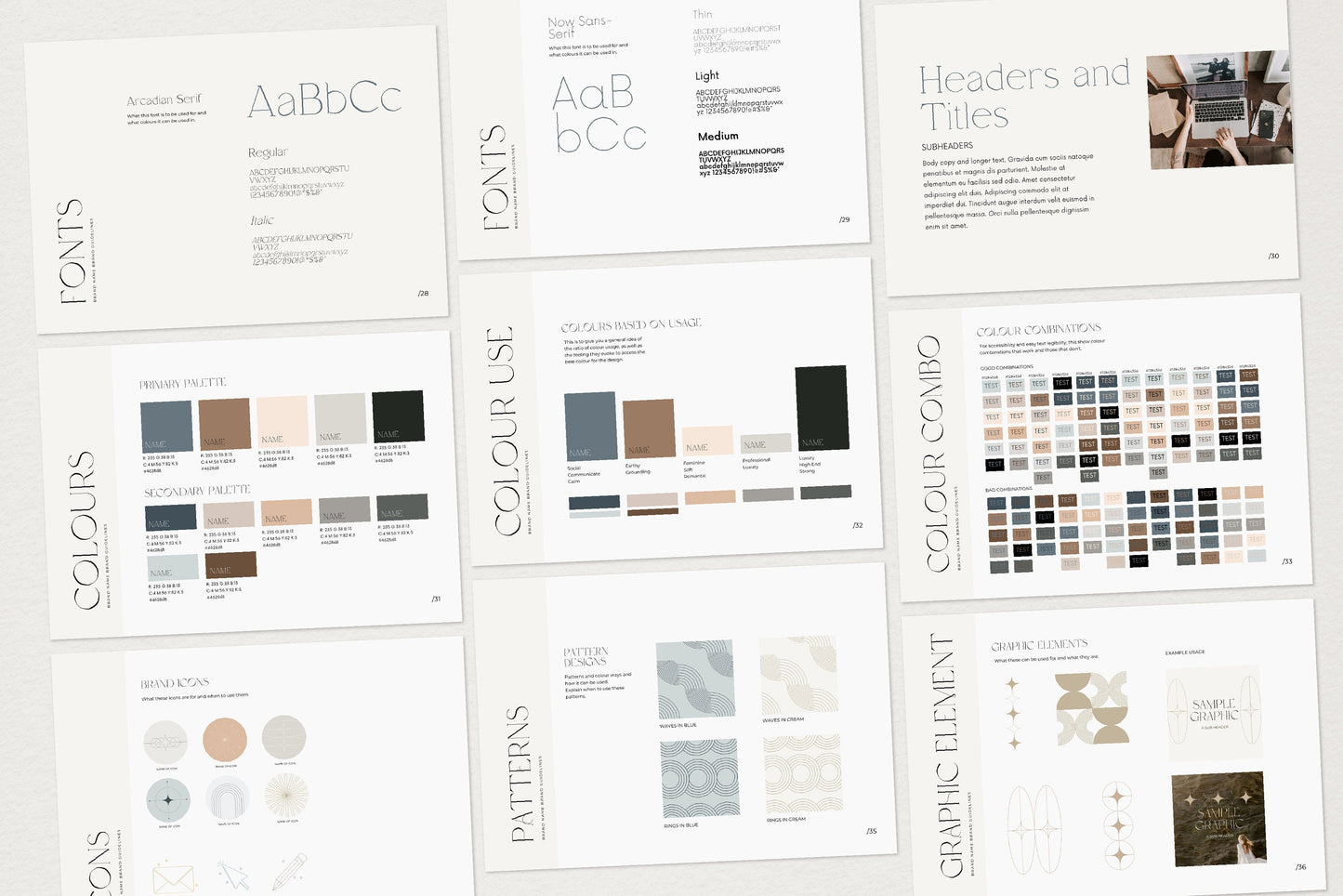 Brand Identity Style Guidelines Canva and InDesign Template (Digital Download)