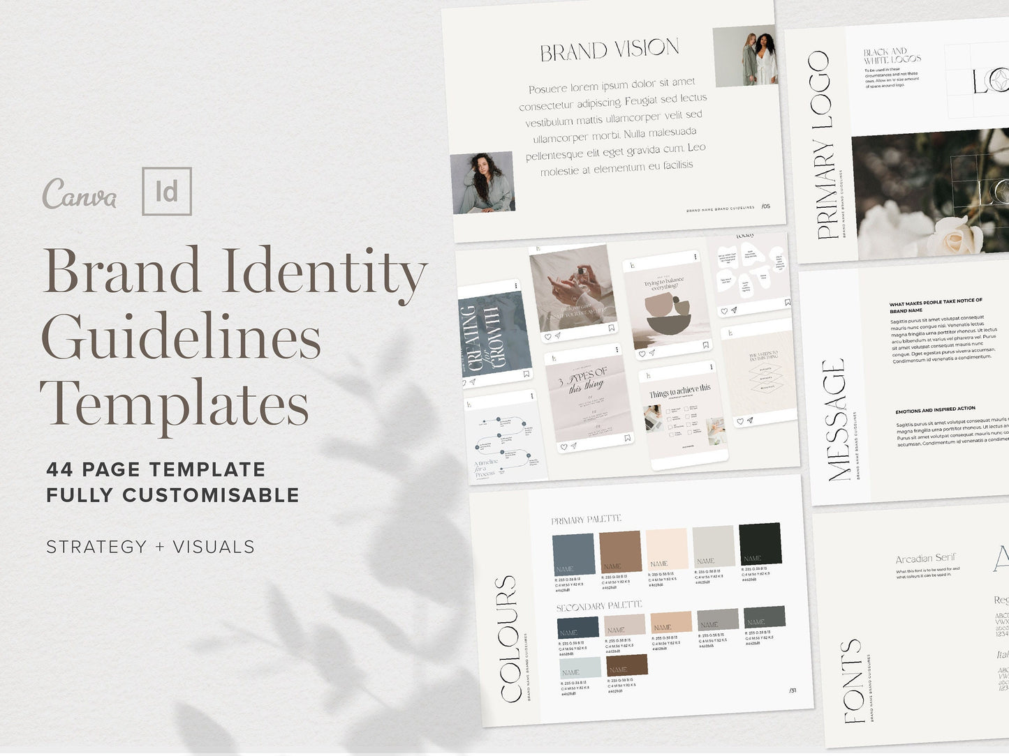brand identity guidelines template for canva and indesign